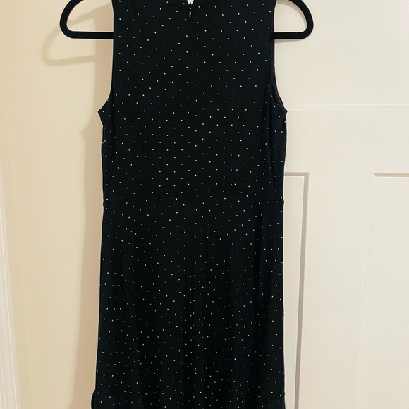 LOFT Black Mini Dress with White Dots - Picture 2 of 4